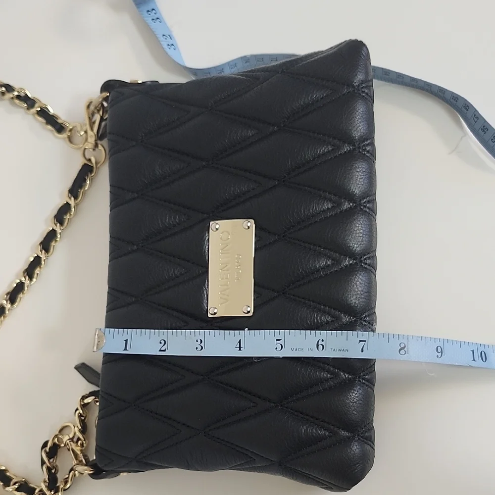 Valentino Black Quilted Leather Shoulder Bag With Removable Chain Straps 10x 7 - Picture 5 of 16